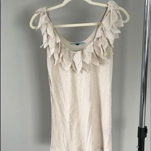 Cream fringe tank top